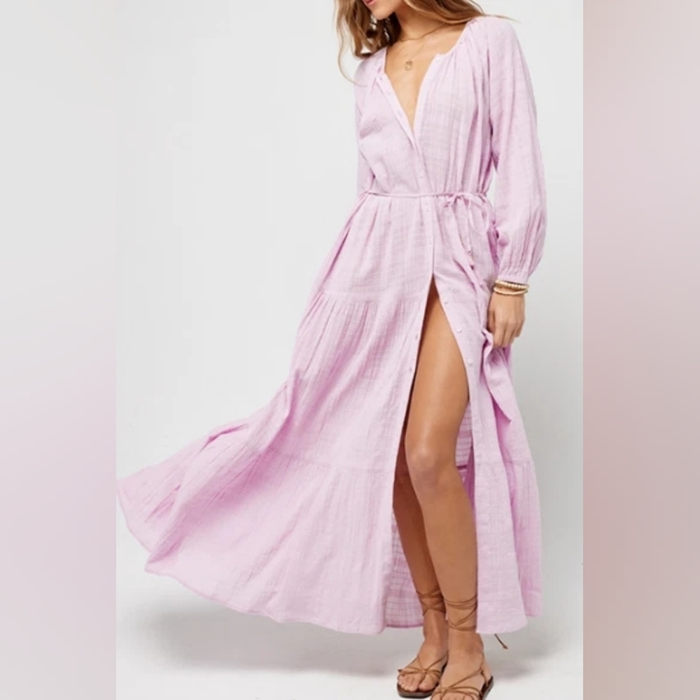 NWT L*Space Pink Napali Maxi Dress, Women's Small